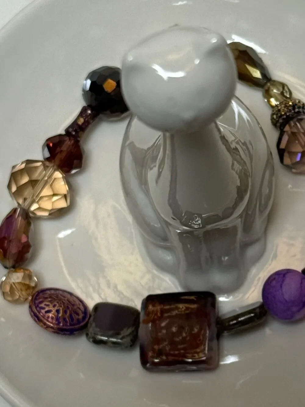 4 Stretchy Handcrafted Beaded Bracelets Purple Featuring Jesse James Beads